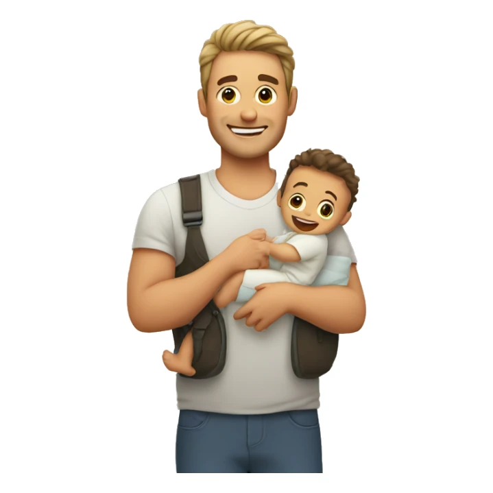 happy father holding his baby sticker