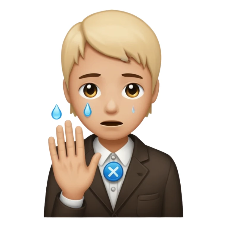 Face with tears holding a button saying its time for the world to end sticker