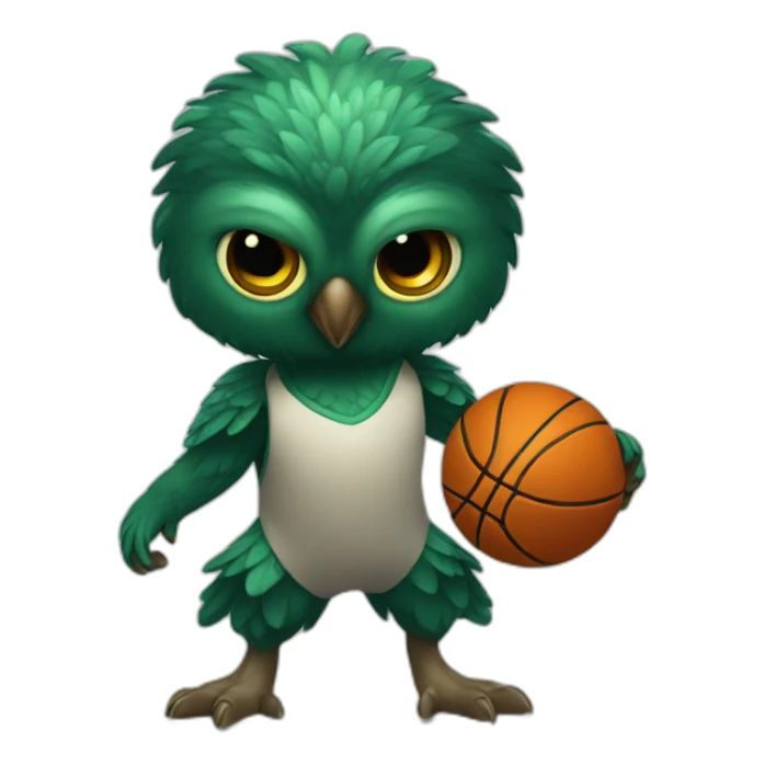 Dark green Owlet playing basketball sticker