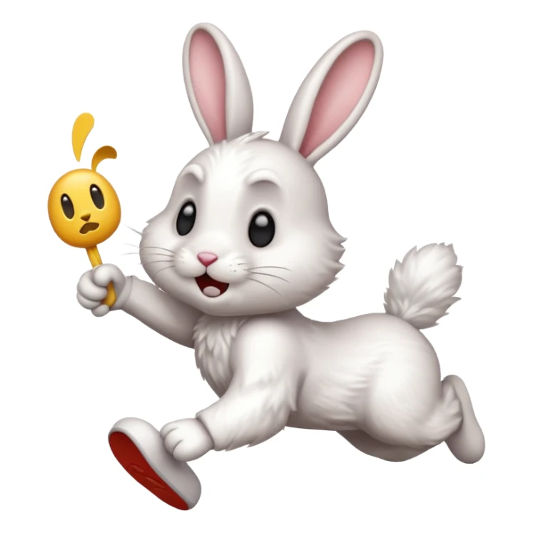White rabbit running I’m late emoji  sticker