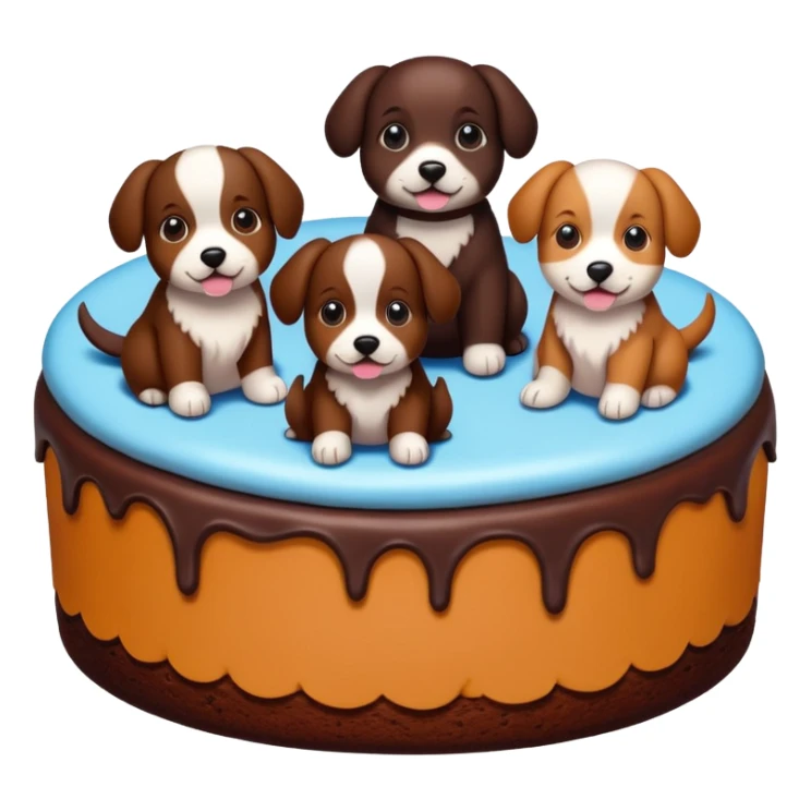a chocolate cake with puppies drawn on it   sticker