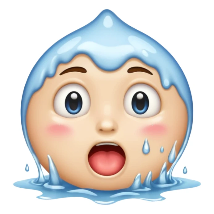 Make it emoji not a person Drooling and face wet and water is white sticker