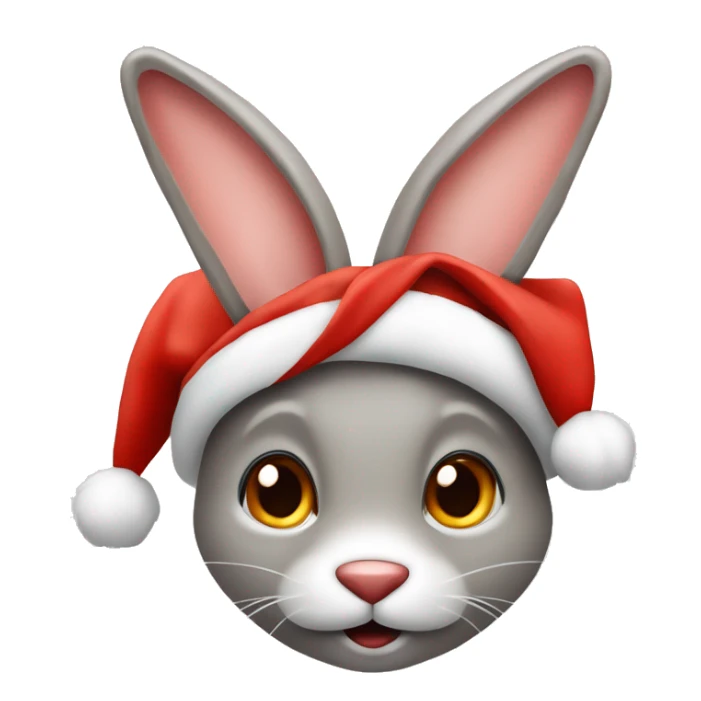 Grauer Hase mit roter weihnachtsmütze sticker