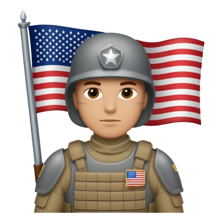 generate white full-armored american soldier with small usa flag on shoulder sticker