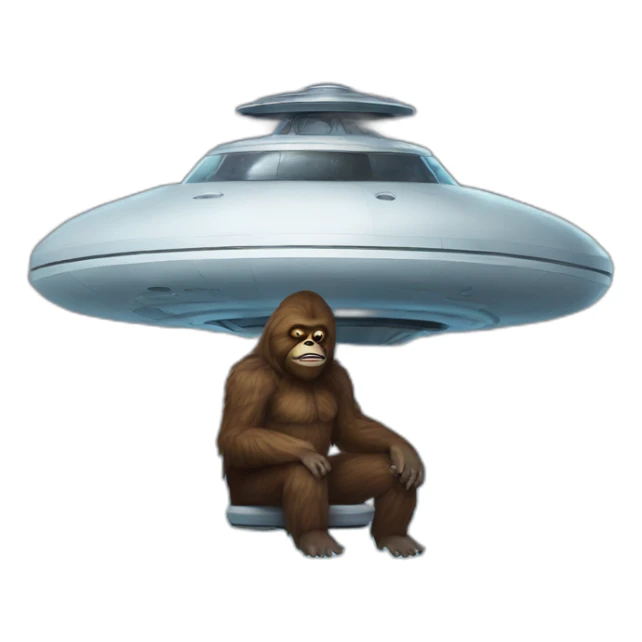 sasquatch sitting on top of ufo sticker