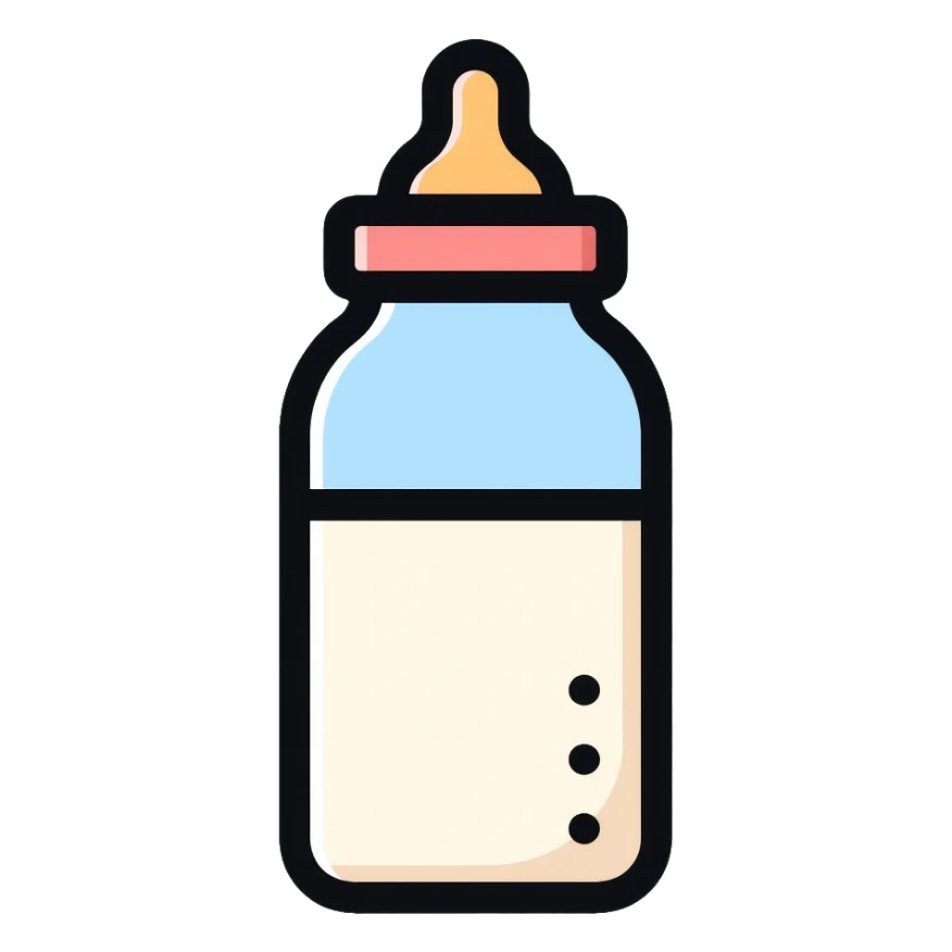 baby bottle with milk, biberon sticker