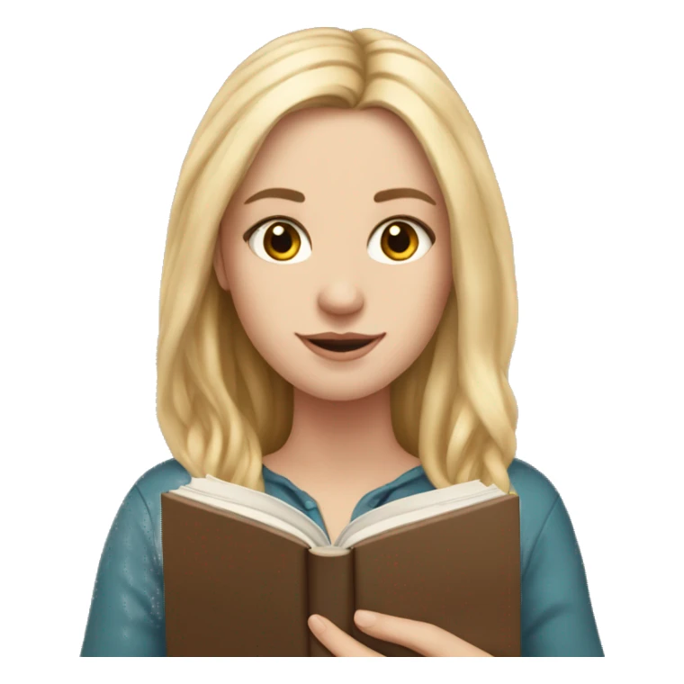 white girl, long blonde  hair, book in hand sticker