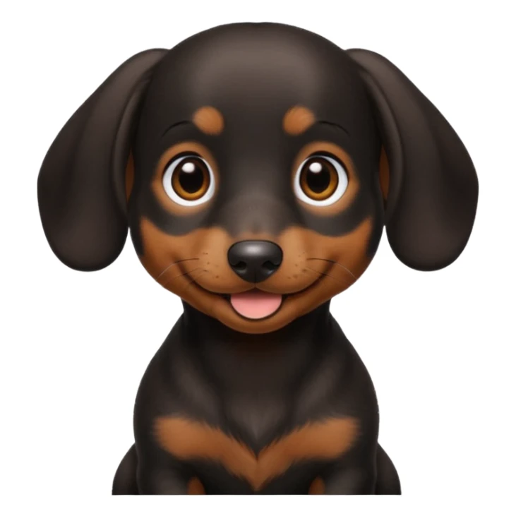 Black miniature Daschund puppy looking happy sticker