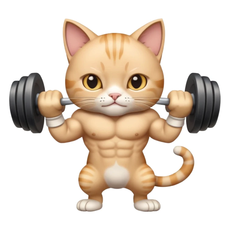 a cat has huge biceps and is doing bicep curls  sticker