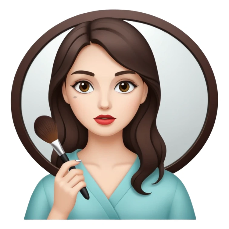 Realistic brunette woman applying makeup in the mirror sticker