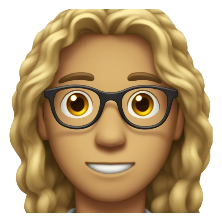 25 year old boy, mid-long hair, big eye glasses sticker