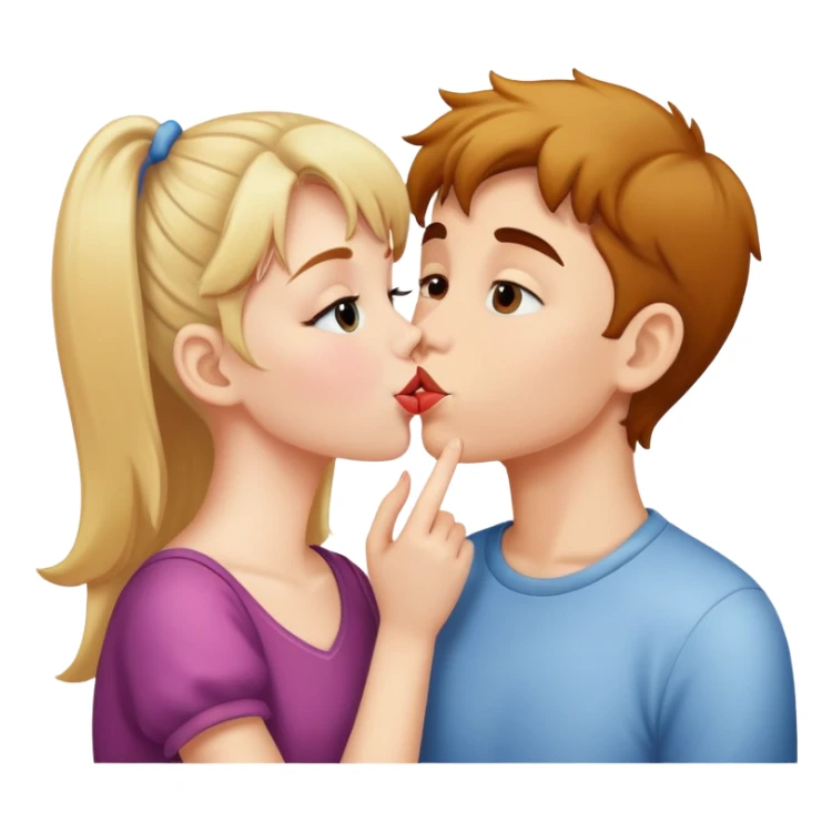 Girl giving kisses to a boy  sticker
