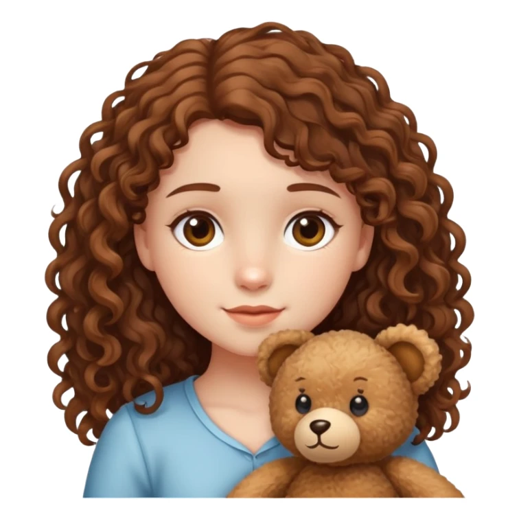 A Brown curly-haired Teddy and a girl with medium long hair sticker