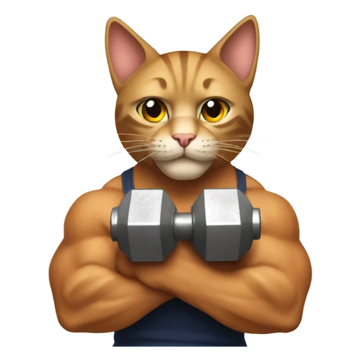 A muscular cat lifting dumbbells sticker