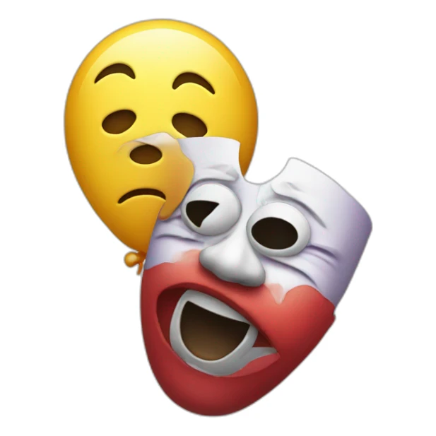 crying emoji with clown mask in hand sticker