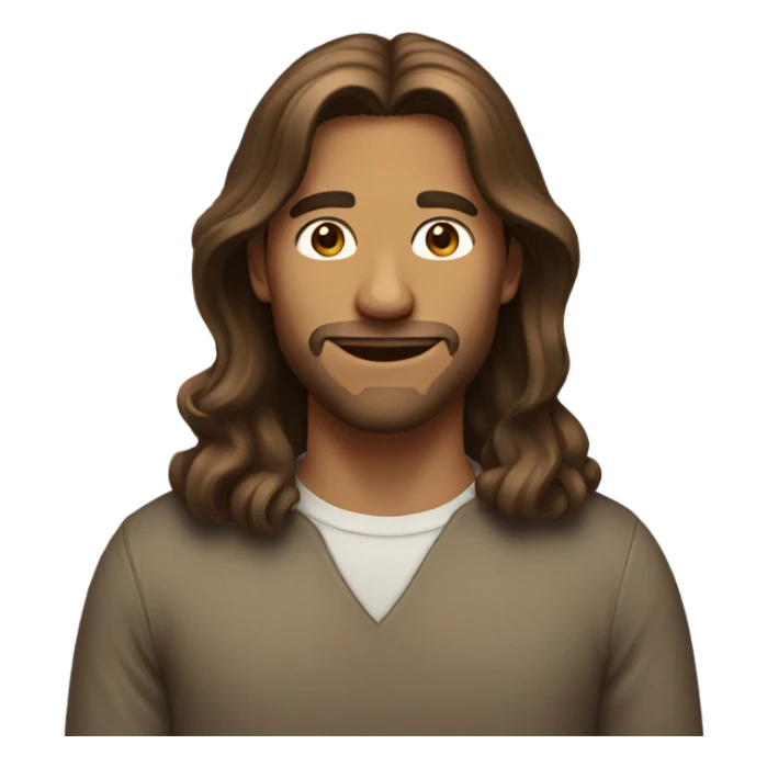 Man with long hair brown sticker