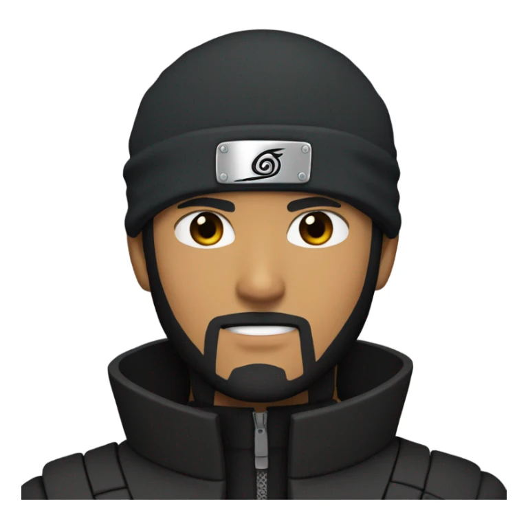 Naruto With Black hair and Black beard , Black Ninja jacket sticker