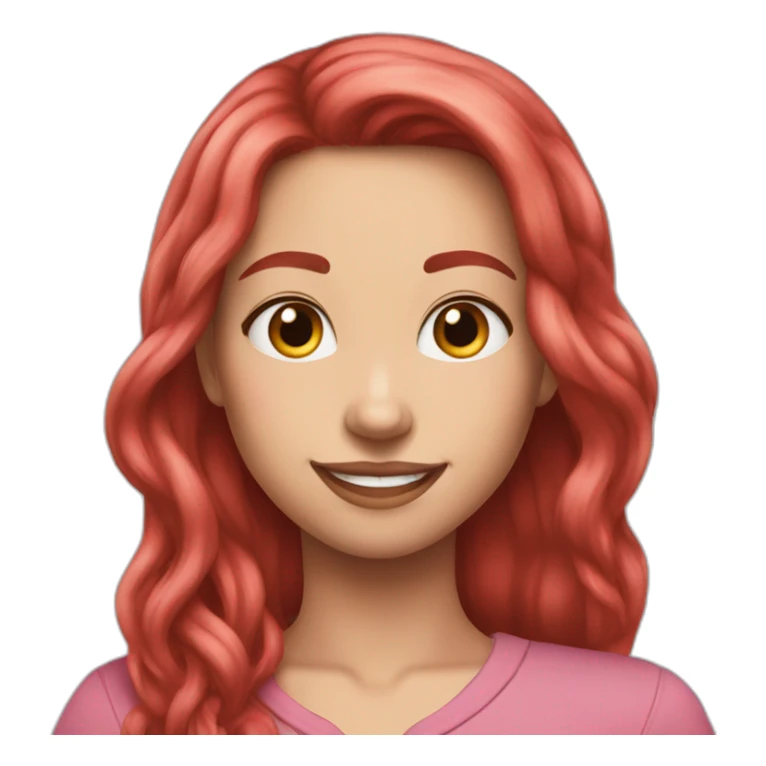 nina long red hair pink skin smille sticker