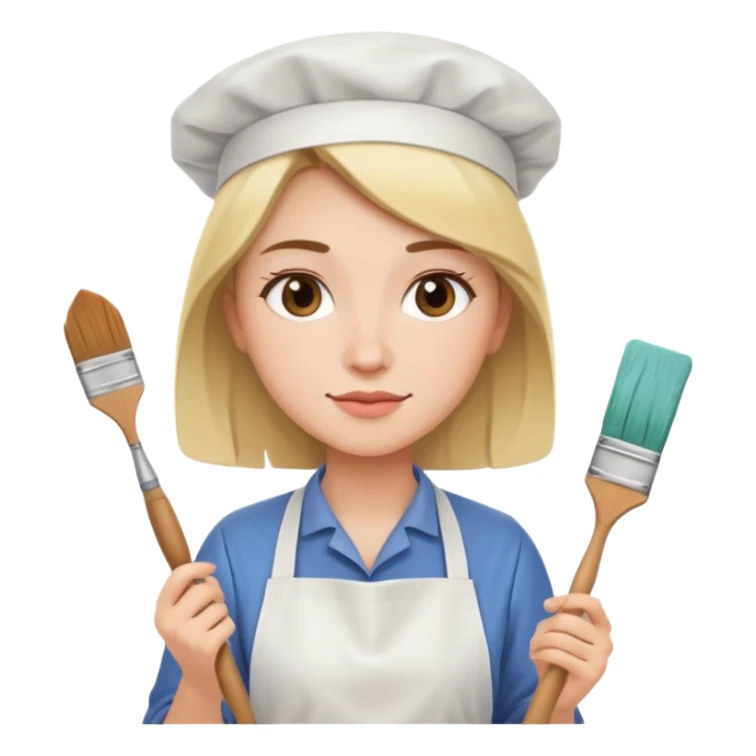 woman-artist in a white apron sticker