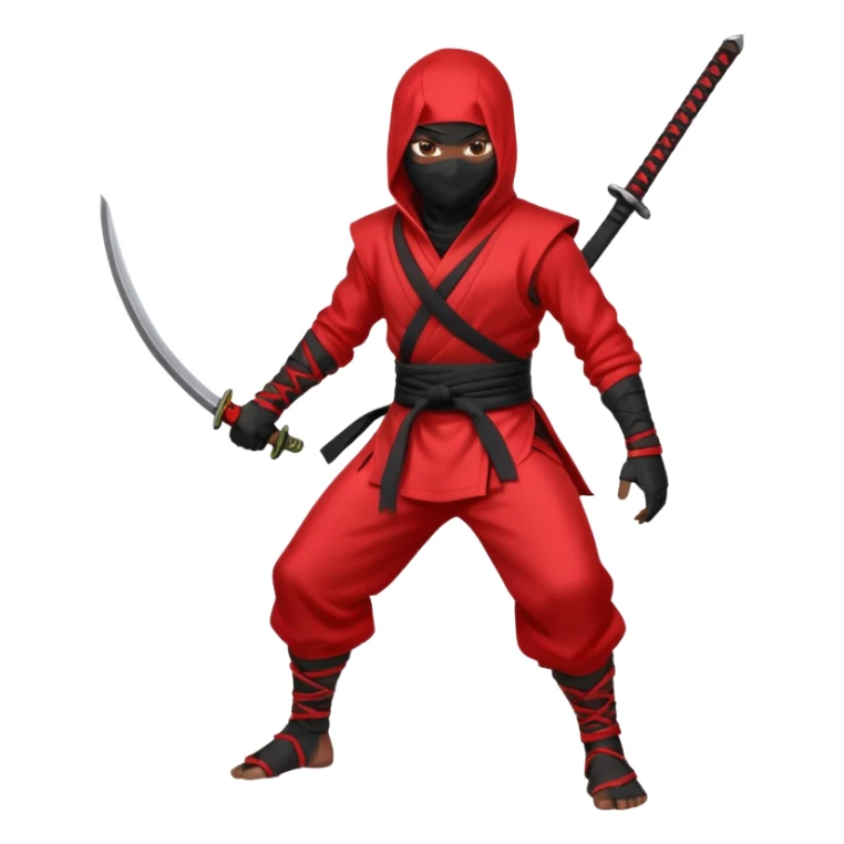 black skin ninja red clothes no weapon full body sticker