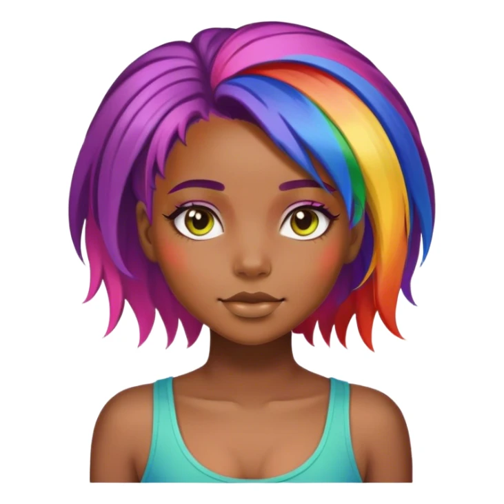 Black girl with rainbow hair sticker