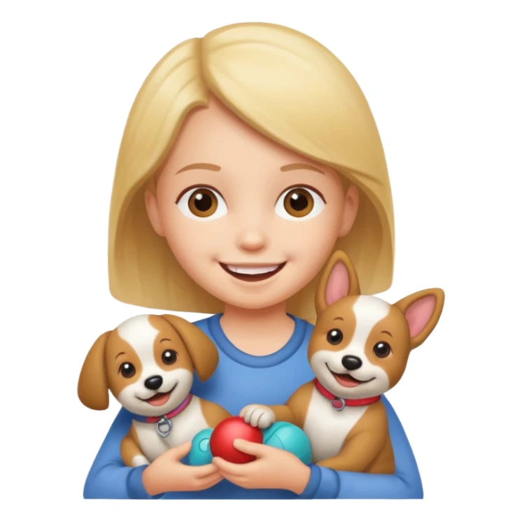 child with dog toy sticker