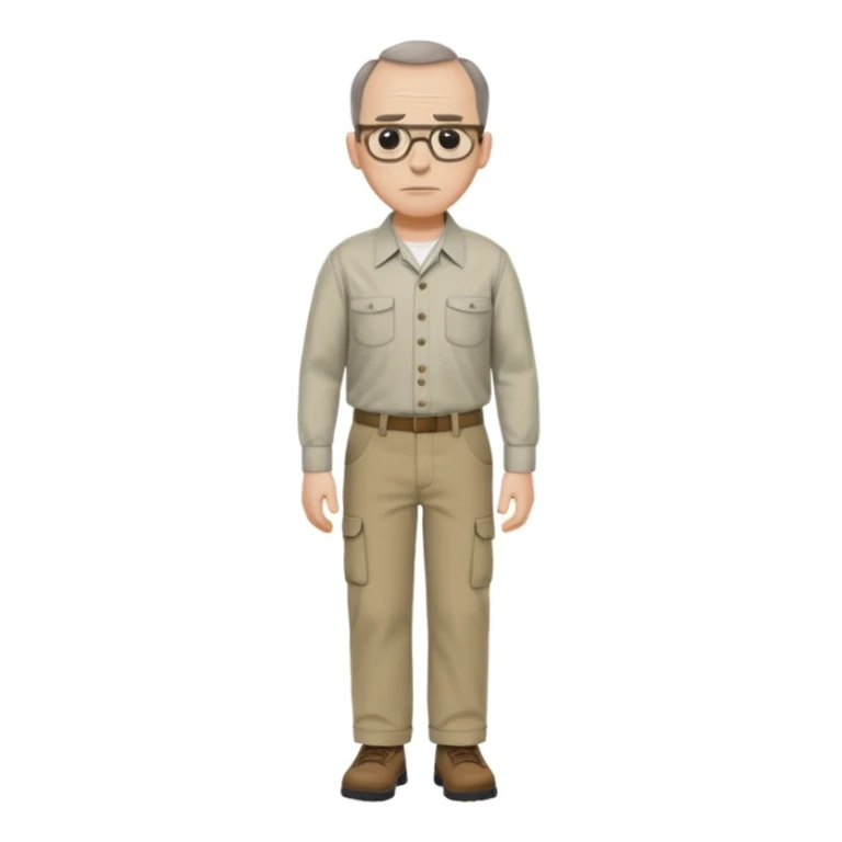 Carl from Sling Blade, full body, walking at a 3/4 angle sticker