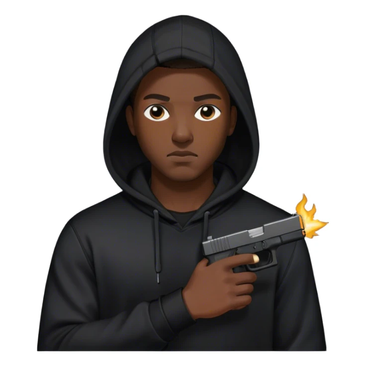 Black man with a black hoodie and a Glock sticker