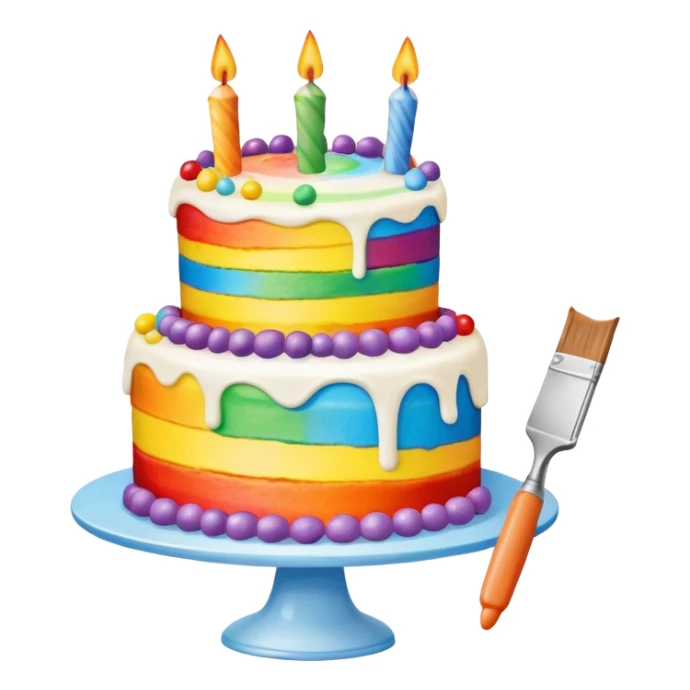 artist painting rainbow birthday cake  sticker