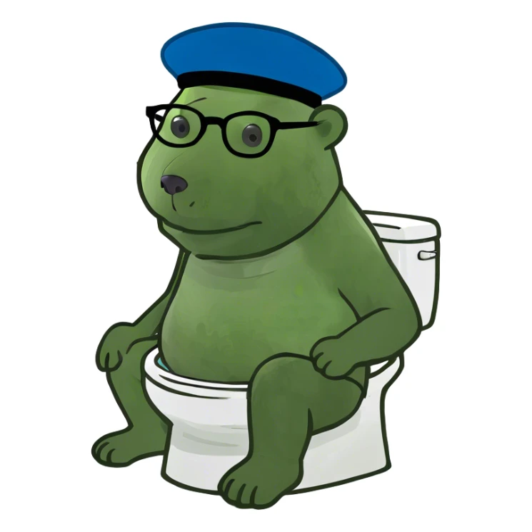 Bear sitting on a toilet sticker
