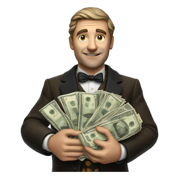 photorealistic aristocrat with money bag in his hands sticker