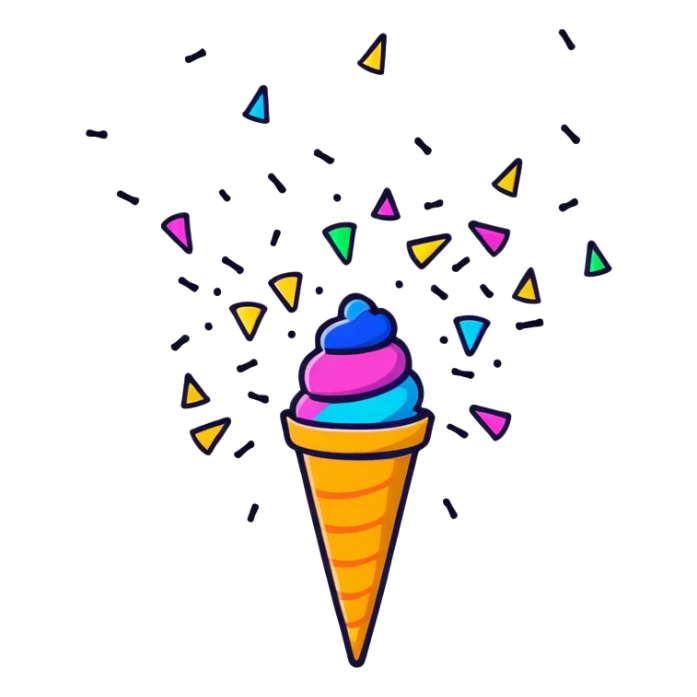 festive confetti cone popper with colorful confetti explosion sticker
