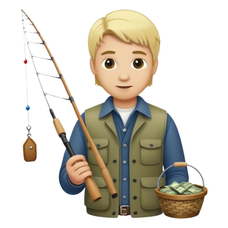 Man with blonde hair fishing for money  sticker