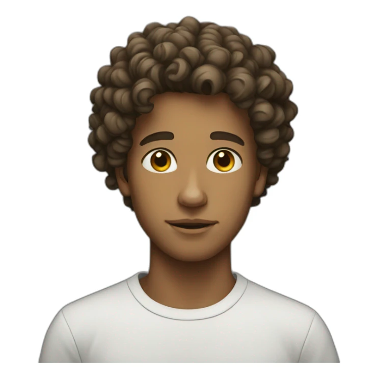 a young man with a curly hair sticker