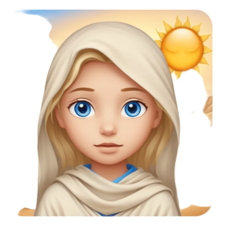blue eyed desert girl child with creme cloth sticker