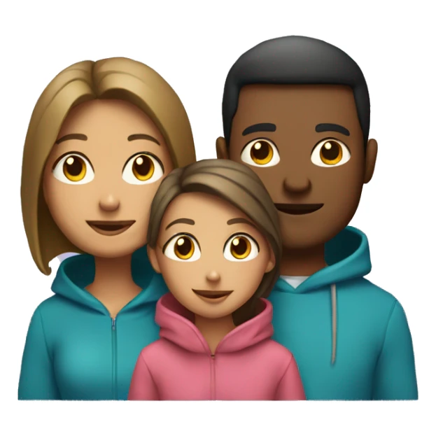 girl with mom and dad in hoodies sticker