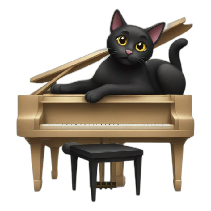 Black cat play in the piano sticker