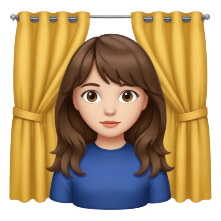 Girl with medium wavy/straight brown hair and curtain bangs  sticker