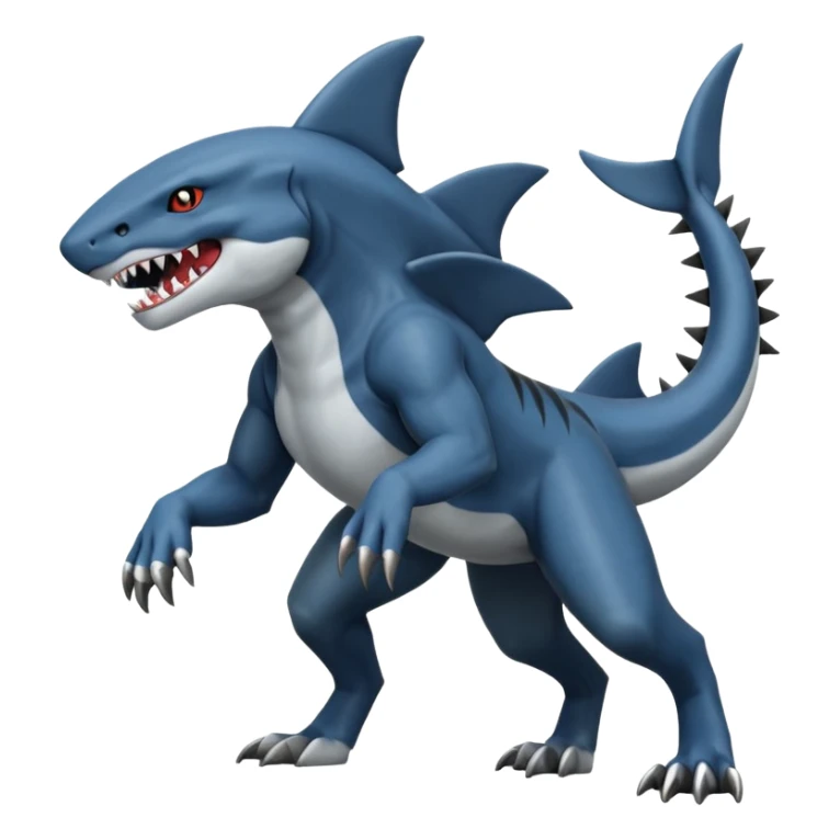 dark-deep-denim-greyish-steel-blue 4-legged digitigrade land-shark-landhai-vernid-sergal-sharpedo-Nargacuga-houndoom-hybrid-fusion-creature, full body sticker