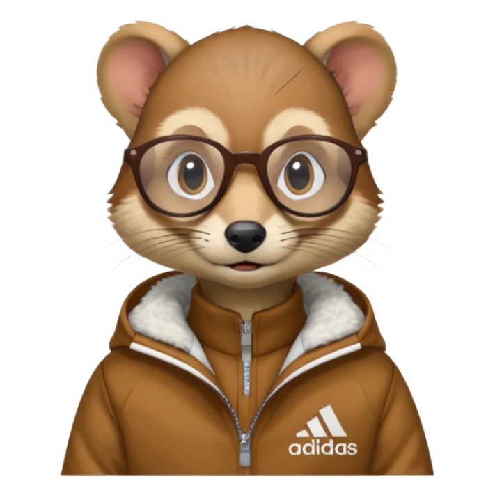 I need a weasel with glasses in an adidas jacket sticker