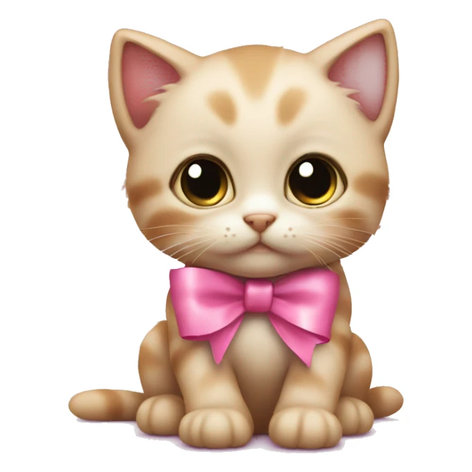 Little kitten with a pink ribbon around its neck, big eyes sticker