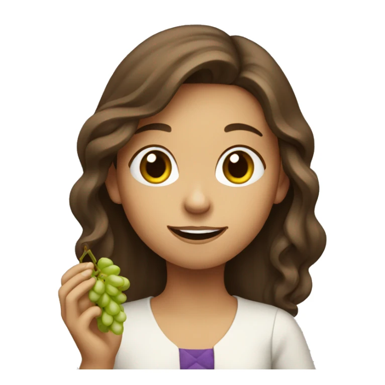 girl with brown hair  eating grapes  sticker