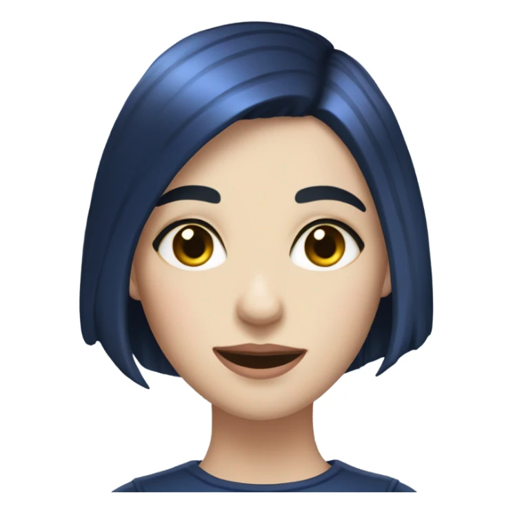 Girl with navy blue pixie hair cut and red eyes and pale skin sticker