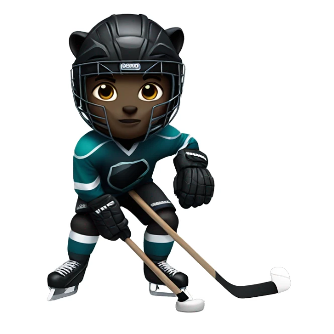 Black panther playing hockey sticker
