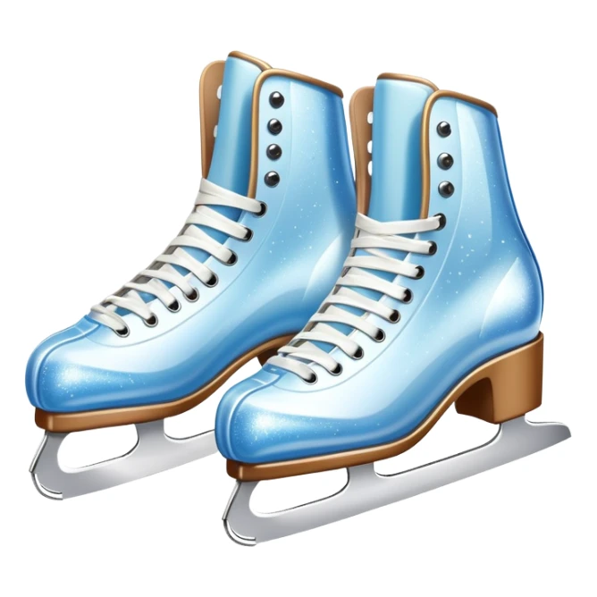 An icon showing The rink is surrounded by cheering spectators and soft arena lights, creating a beautiful, dynamic atmosphere. a pair of elegant figure skates placed on the smooth, sparkling ice of a grand ice arena. Transparent background highlights the grace and beauty of figure skating. sticker