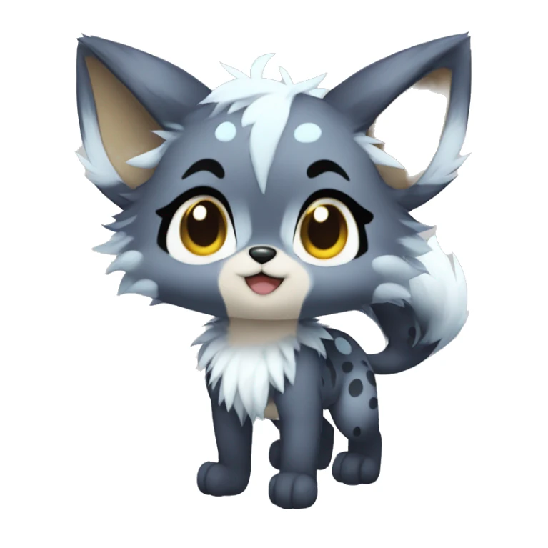shiny, spotted, Kemono-style, Chibi, Anthro-Fur-Sona-Fakémon, Full Body sticker