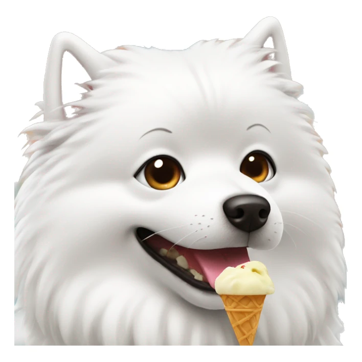 japanese spitz dog eating icecream sticker