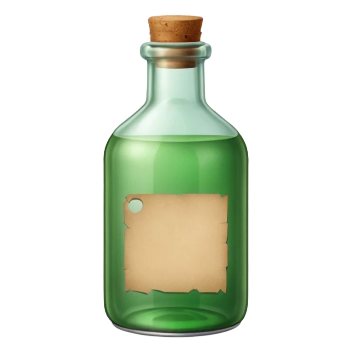 green old  glass bottle with a paper message inside like in movie  sticker