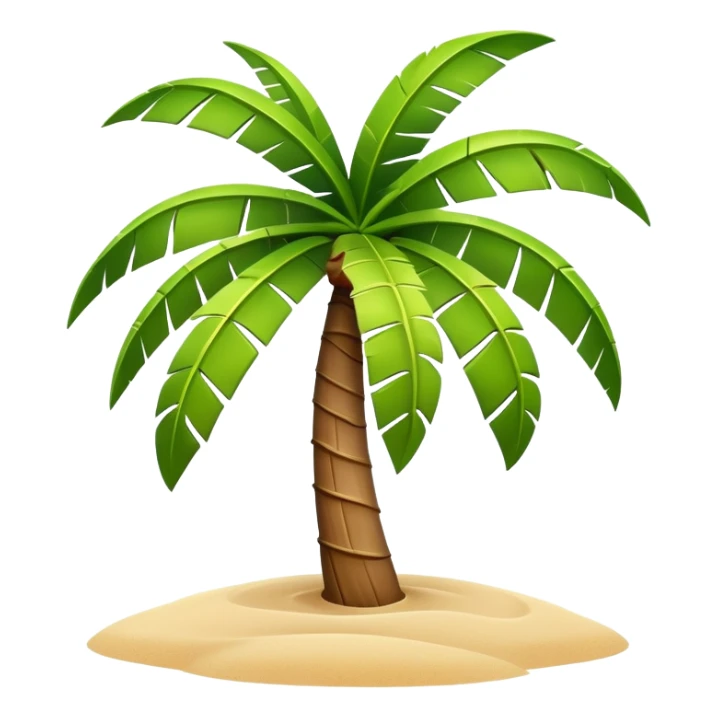 generate realistic detailed palm tree in 3d style with sand  sticker