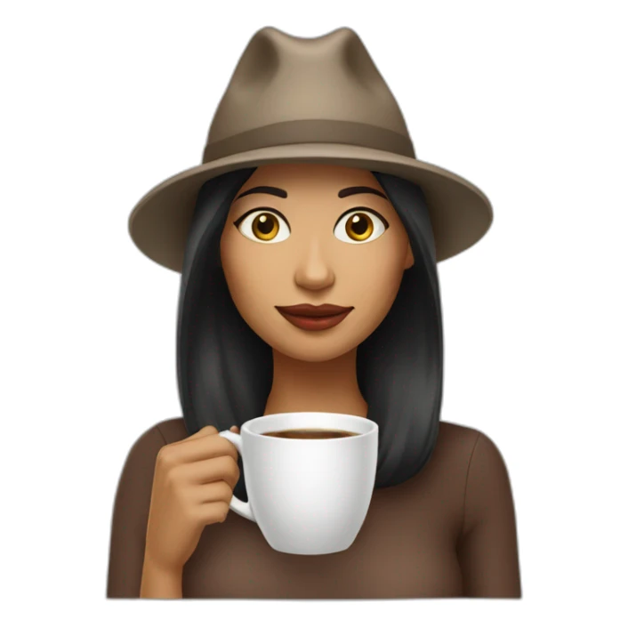 woman with a cat hat sipping coffee sticker